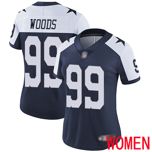 Women Dallas Cowboys Limited Navy Blue Antwaun Woods Alternate 99 Vapor Untouchable Throwback NFL Jersey